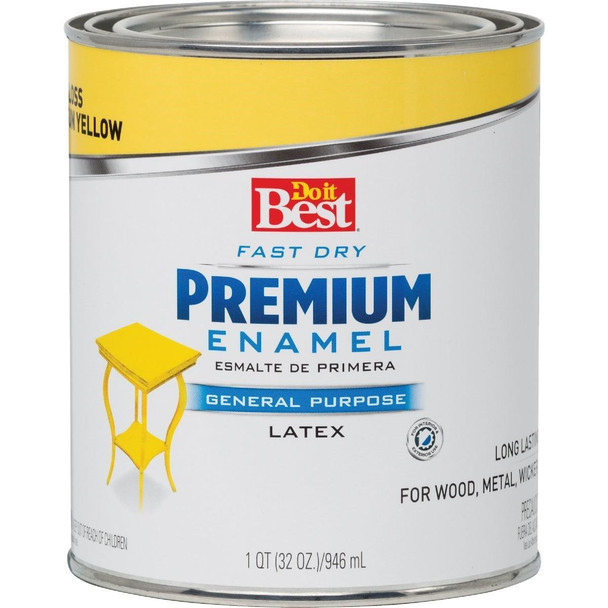 203317D Fast Dry Acrylic Latex Gloss Premium Enamel, Sun Yellow, 1 Qt.