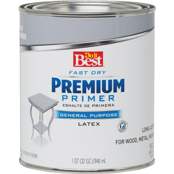 203319D Premium Latex Interior/Exterior Primer, Gray, 1 Qt.