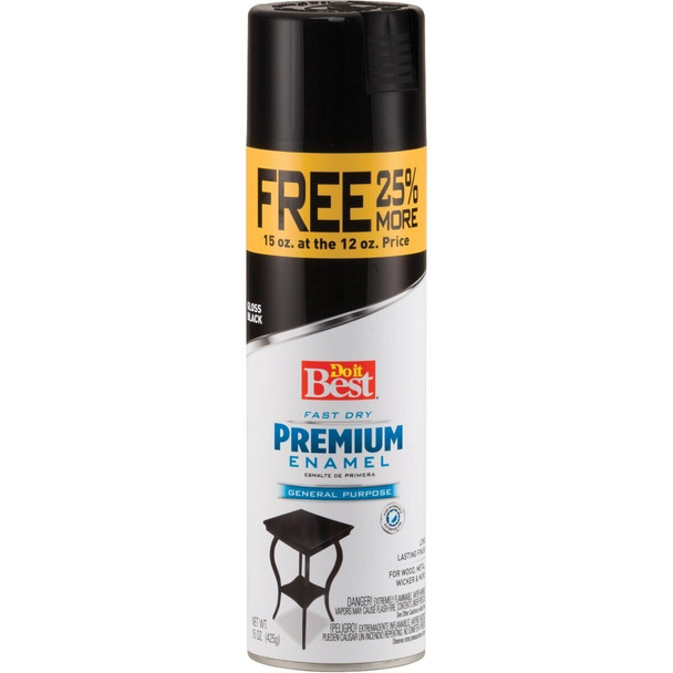 203449D Premium Enamel 15 Oz. Gloss Bonus Can Spray Paint, Black