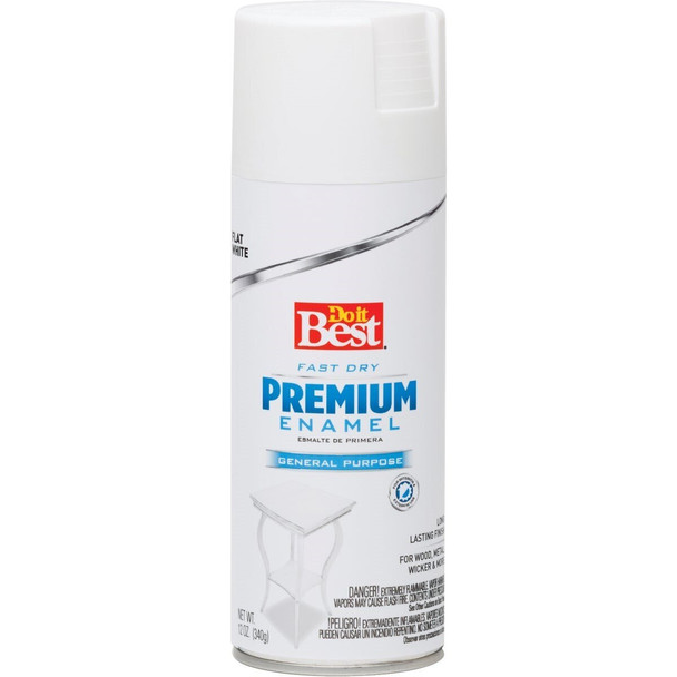 203464D Premium Enamel 12 Oz. Flat Spray Paint, White