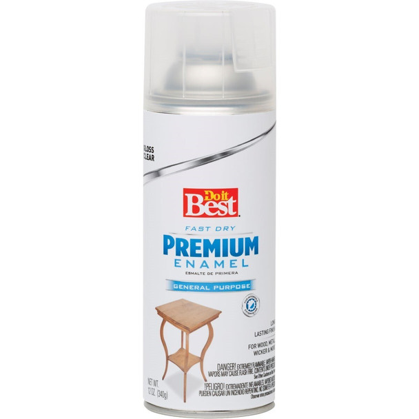 203466D Premium Enamel 12 Oz. Gloss Spray Paint, Clear