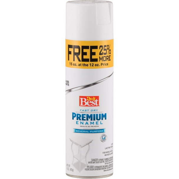 203490D Premium Enamel 15 Oz. Gloss Bonus Can Spray Paint, White