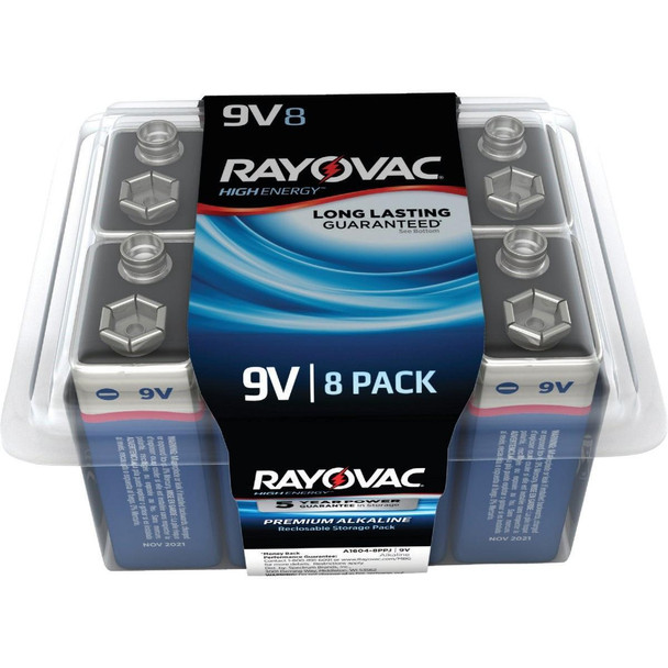 A1604-8PPK Rayovac High Energy 9V Alkaline Battery (8-Pack)