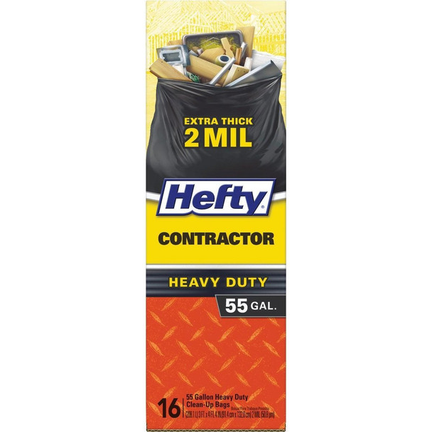 E25516 Hefty 55 Gal. Contractor Black Trash Bag (16-Count)