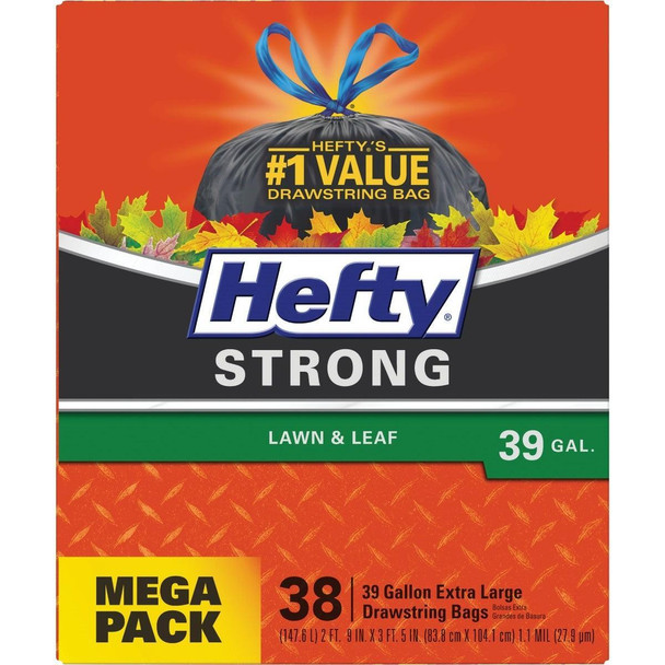 E87038 Hefty Strong 39 Gal. Black Lawn & Leaf Bag (38-Count)