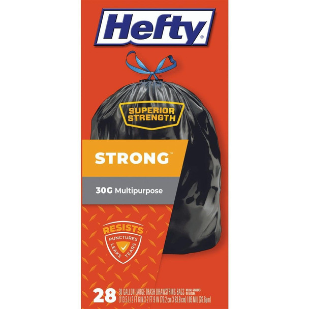 E86735 Hefty Strong 30 Gal. Large Black Trash Bag (28-Count)