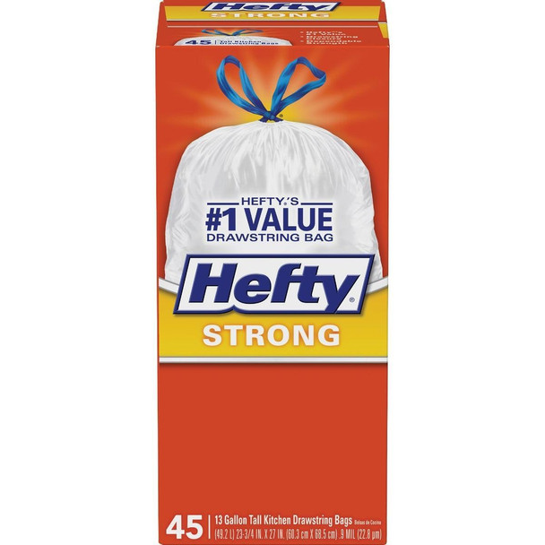 E84572 Hefty 13 Gal. Tall Kitchen White Trash Bag (45-Count)