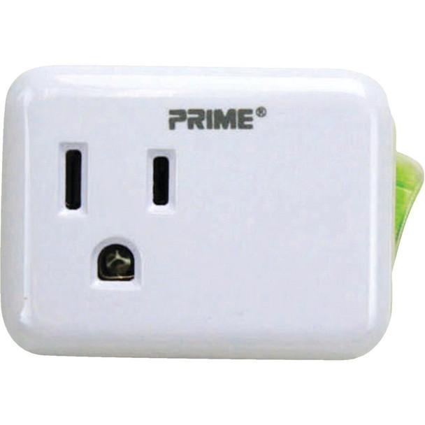 PBES001-BB Prime Wire & Cable 1-Outlet White Plug-In Outlet with Switch