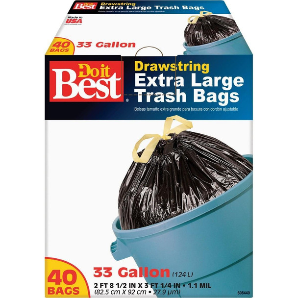 608440 33 Gal. Extra Large Black Trash Bag (40-Count)
