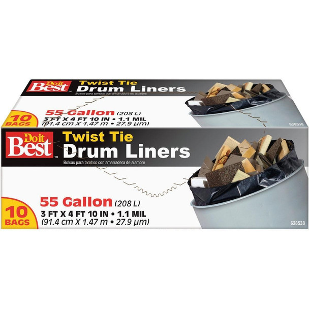 628538 55 Gal. Black Drum Liner (10-Count)