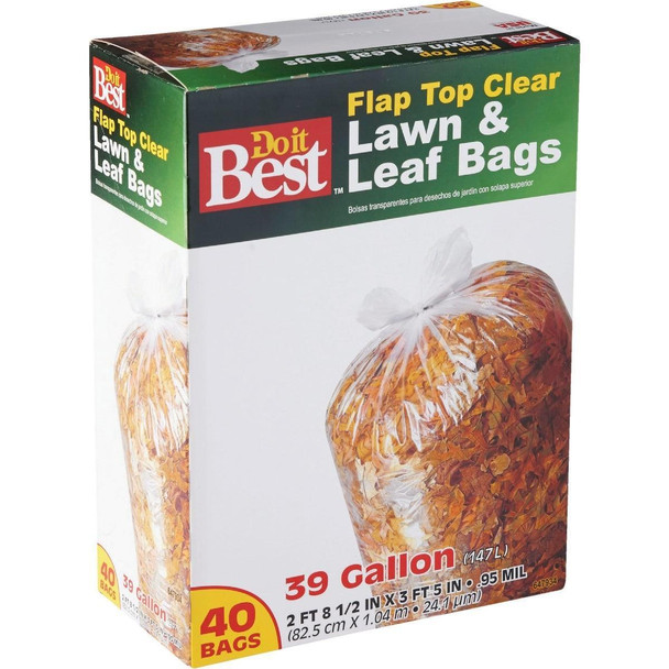 647934 39 Gal. Clear Flap Tie Lawn & Leaf Bag (40-Count)