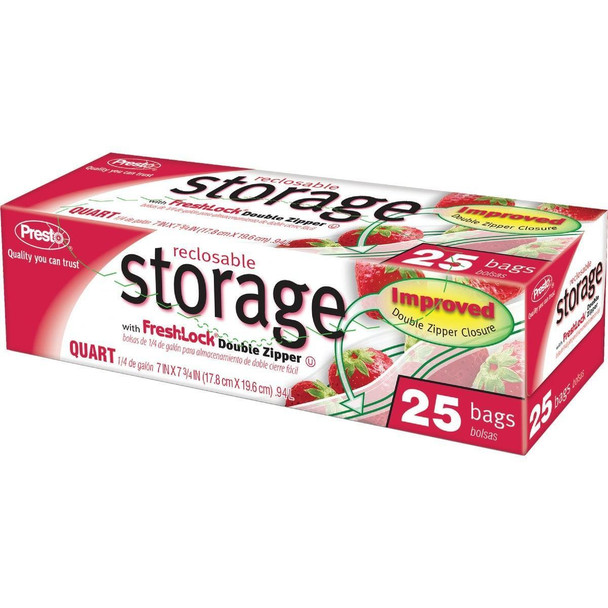 CO3715S Presto 1 Qt. Reclosable Food Storage Bag (25 Count)