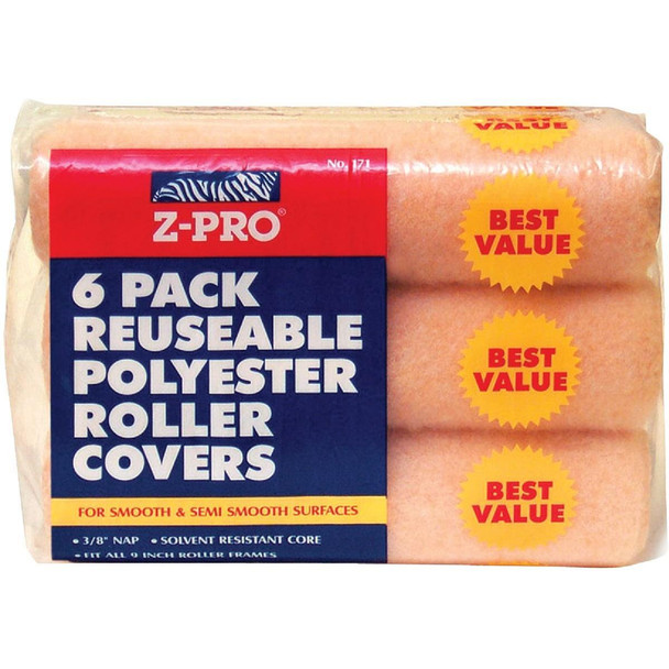 1710 Premier Z-Pro Zebra 9 In. x 3/8 In. Reusable Knit Fabric Roller Cover (6-Pack)