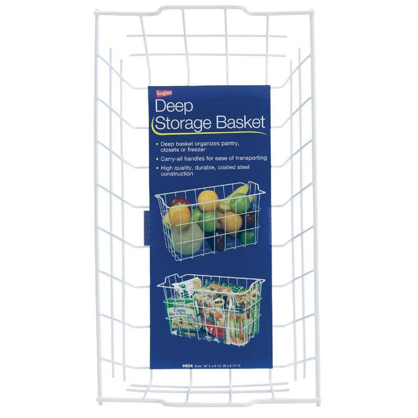 40604 Grayline 8-3/4 In. W. x 9-1/4 In. H. x 16 In. L. Vinyl Coated Wire Deep Storage Basket, White