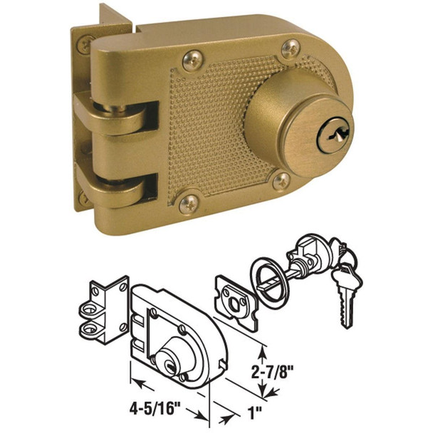 U 9972 Defender Security Brass Double Cylinder Single Rim Deadlock, Jimmy-Resistant