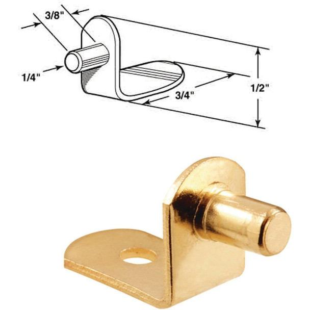 U 10168 Prime-Line 1/4 In. Brass Metal Shelf Support (8-Count)