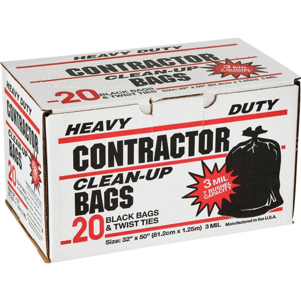 19020 Primrose 7 Bu. Contractor Black Trash Bag (20-Count)