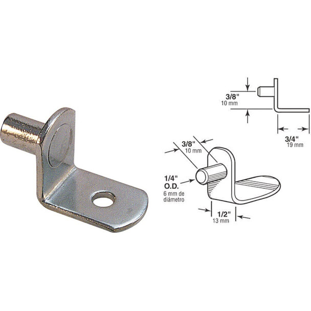 U 10169 Prime-Line 1/4 In. Nickel Shelf Support (8-Count)