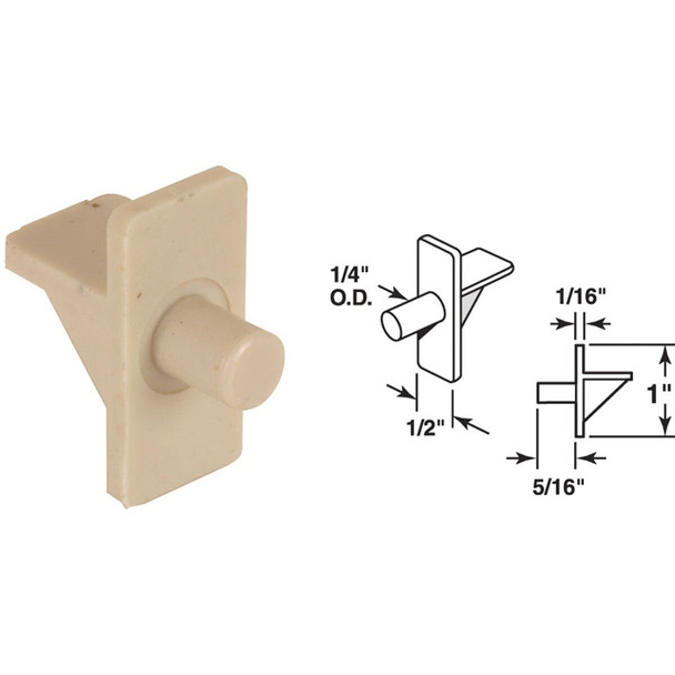 U 10177 Prime-Line 1/4 In. Almond Plastic Shelf Support (8 Count)