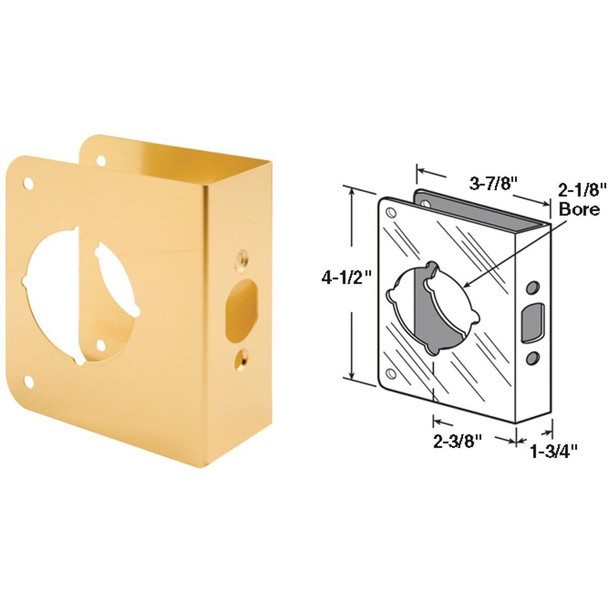 U 9556 Defender Security 1-3/4 In. x 2-3/8 In. Brass Door Reinforcer