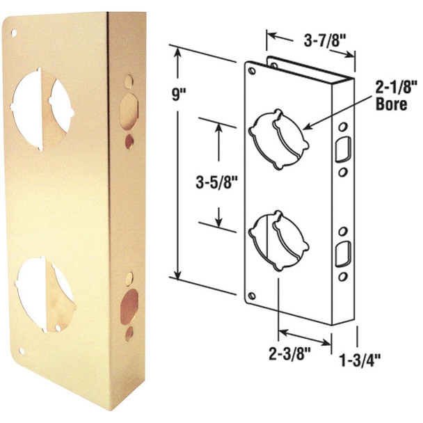 U 9560 Defender Security 9 In. Brass High Security Door Reinforcer