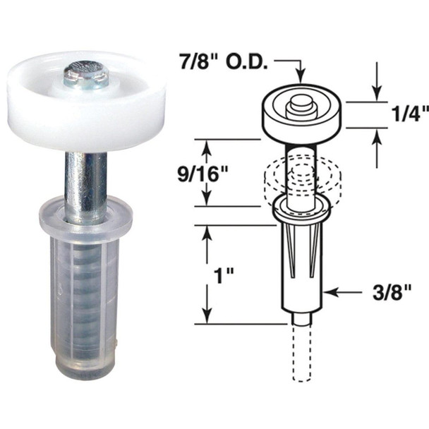 N 6703 Prime-Line Bifold Door 7/8 In. Top Roller Guide (2 Count)