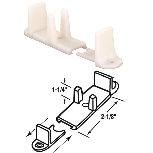 N 6761 Prime-Line 1-1/4 In. Adjustable Nylon Base Bypass Door Bottom Guide (2 Count)