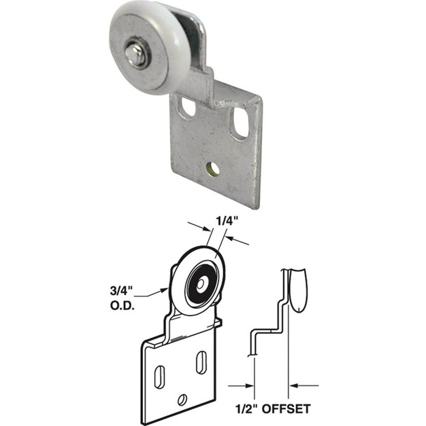 N 6517 Prime-Line 1/2 In. Offset Ball Bearing Wheel Adjustable Bypass Door Roller (2-Count)