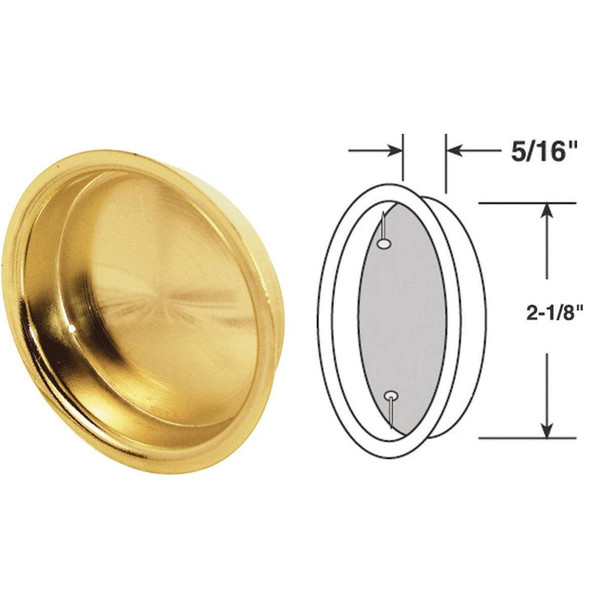 N 6699 Prime-Line 2-1/8 In. Dia. Brass Wardrobe Pocket Door Pull (2-Count)