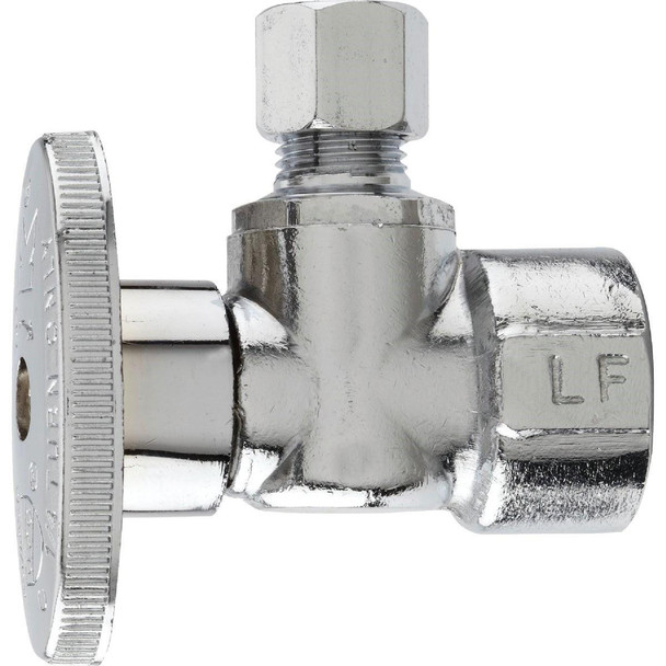 PP46PCLF 1/2 In. FIP x 1/4 In. OD Chrome-Plated Brass Quarter Turn Angle Valve