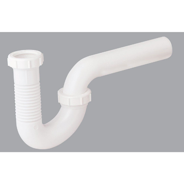 497649 1-1/2 In., 1-1/4 In. White Plastic Flexible P-Trap