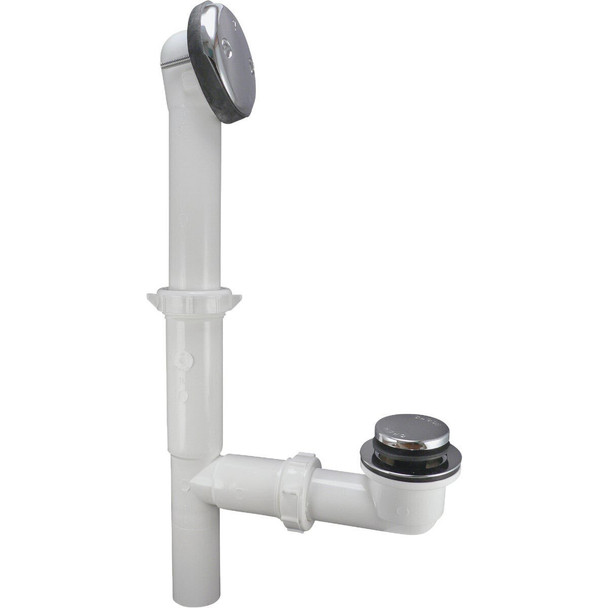 63W Keeney Foot Lok Stop Plastic Bath Drain with Polished Chrome Trim