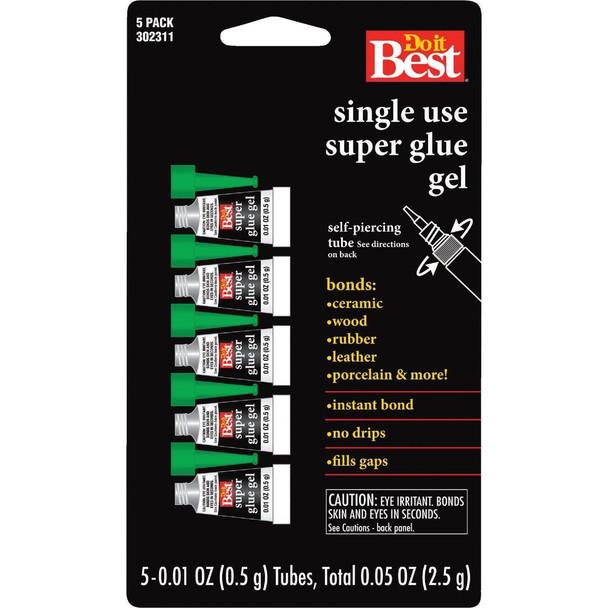 302311 0.01 Oz. Single Use Super Glue Gel (5-Pack)