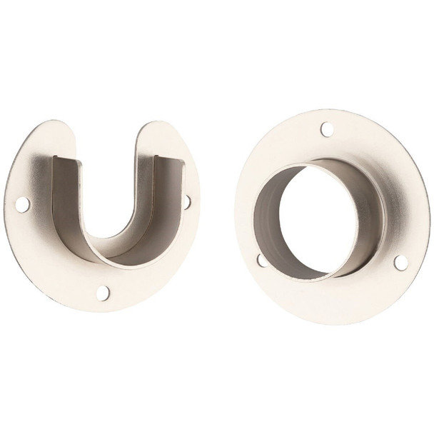 S822082 Stanley Home Designs 1-5/16 In. Zinc Closet Rod Socket, Satin Nickel (2-Pack)
