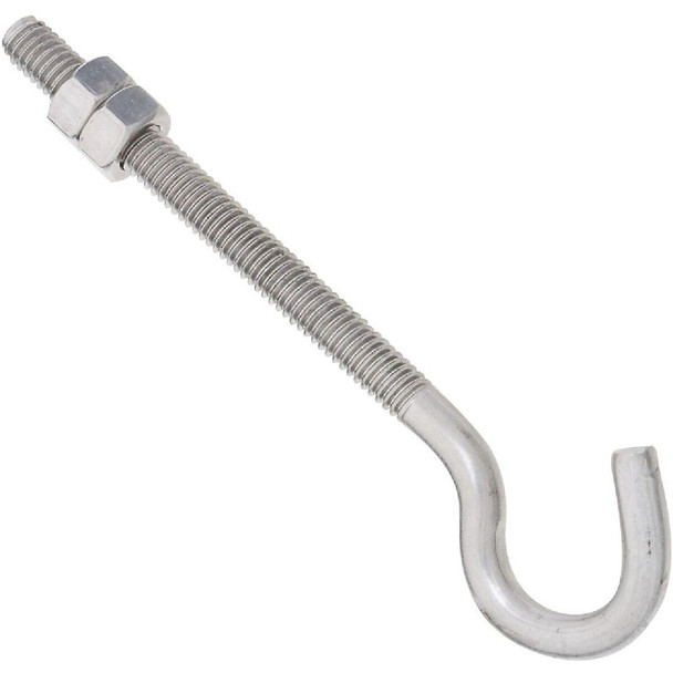 N221713 National 5/16 In. x 5 In. Stainless Steel Hook Bolt with Hex Nuts