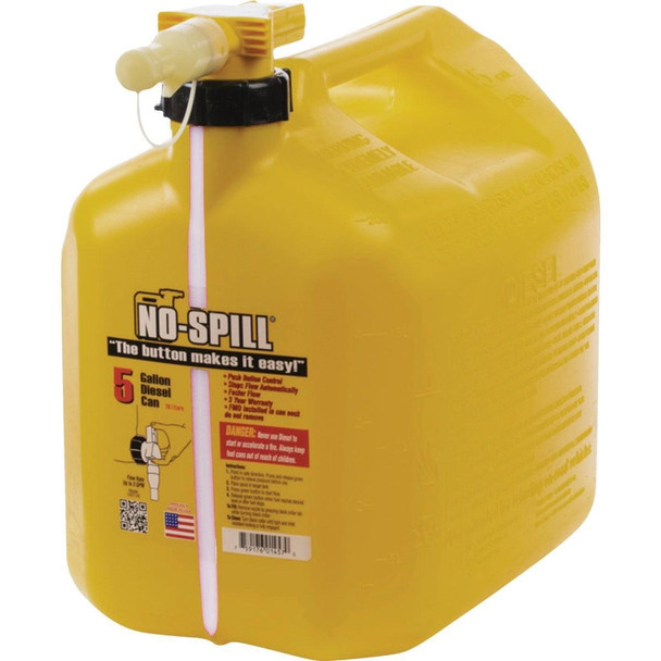 1467 No-Spill ViewStripe 5 Gal. Plastic Diesel Fuel Can, Yellow