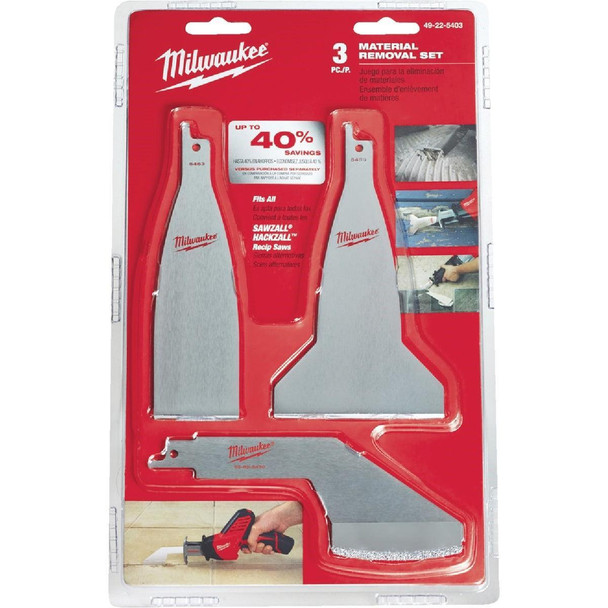 49-22-5403 Milwaukee SAWZALL 3-Piece Material Removal Reciprocating Saw Blade Set