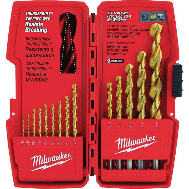 48-89-0011 Milwaukee THUNDERBOLT 14-Piece Titanium Drill Bit Set, 1/16 In. thru 1/2 In.
