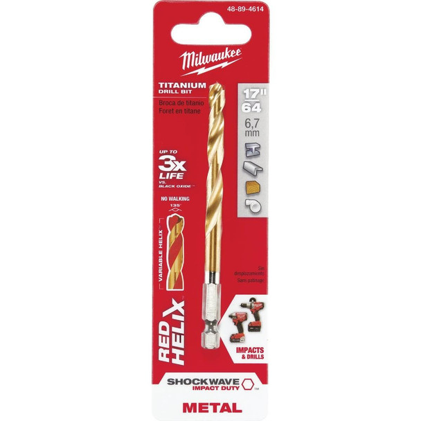 48-89-4614 Milwaukee SHOCKWAVE Impact Duty 17/64 In. Titanium Hex Shank Drill Bit