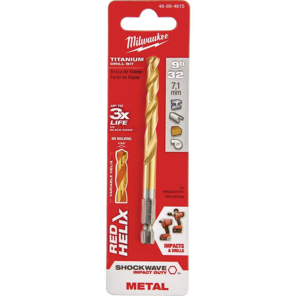 48-89-4615 Milwaukee SHOCKWAVE Impact Duty 9/32 In. Titanium Hex Shank Drill Bit