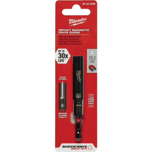 48-32-4508 Milwaukee SHOCKWAVE 3 In. Magnetic Drive Guide Bit Holder