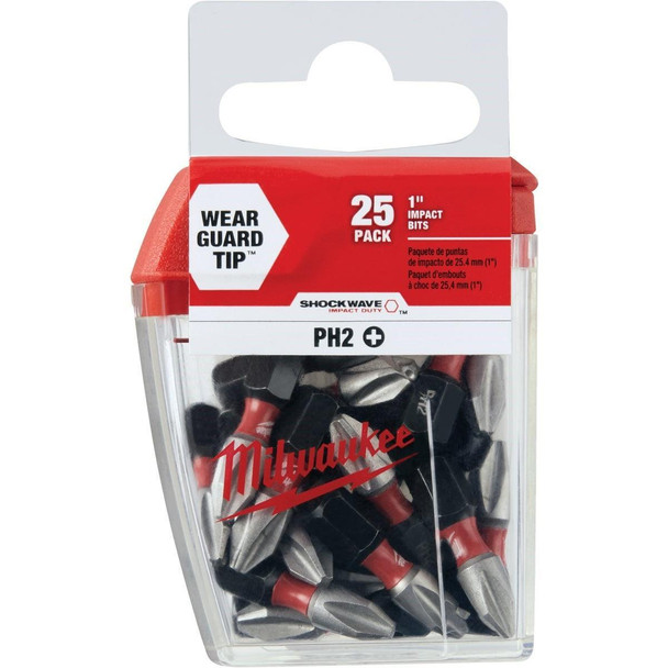 48-32-4604 Milwaukee SHOCKWAVE #2 Phillips 1 In. Insert Impact Screwdriver Bit (25-Pack)