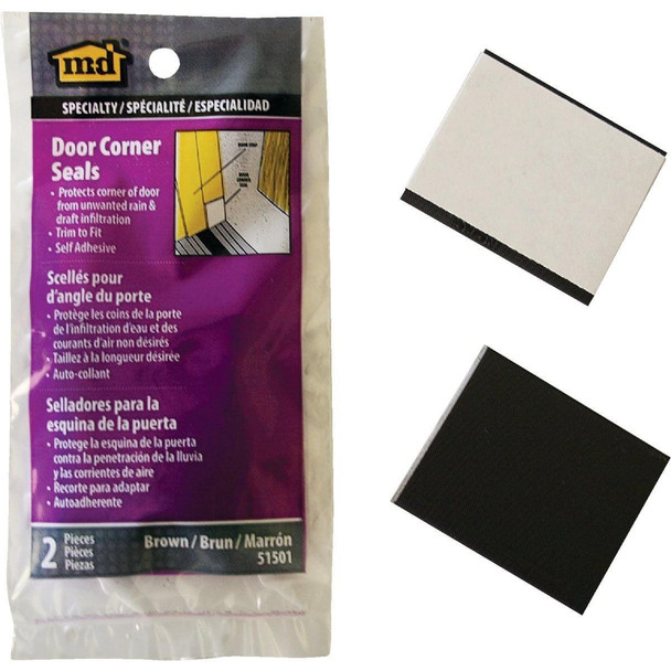 51501 M-D 1-3/4 In. W. x 1-1/4 In. H. Brown Foam Door Corner Wedges (2-Pack)