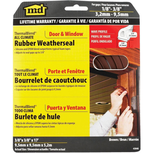 43848 M-D Brown 17 Ft. Rubber Weatherstrip