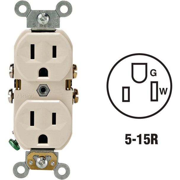 S06-0BR15-0TS Leviton 15A Light Almond Commercial Grade 5-15R Duplex Outlet