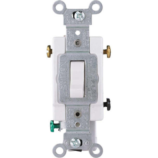 S08-CS320-2WS Leviton Toggle White 20A Grounding Quiet 3-Way Switch