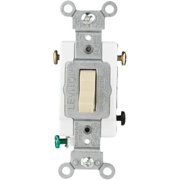 S07-CS320-2IS Leviton Toggle Ivory 20A Grounding Quiet 3-Way Switch