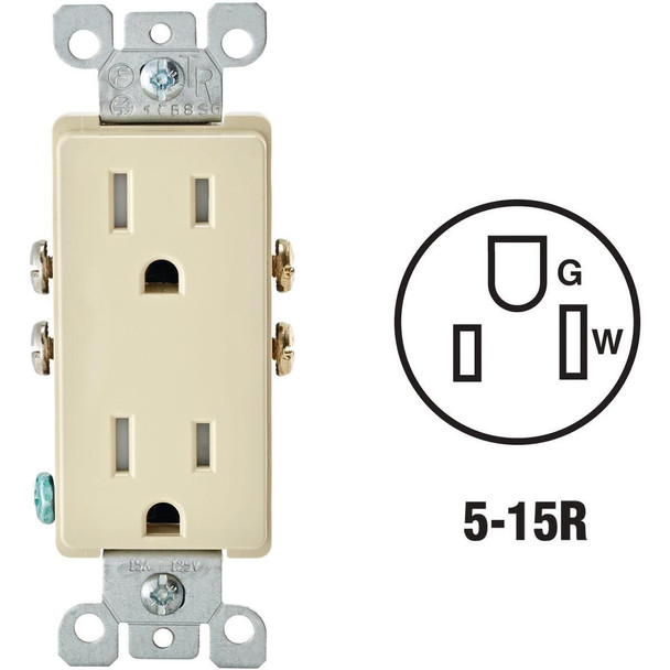 R58-T5325-0DI Leviton Decora 15A Ivory Tamper Resistant 5-15R Duplex Outlet