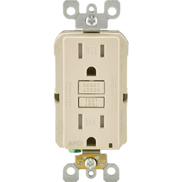 R36-AFTR1-0KT Leviton SmartLockPro 15A Light Almond Arc Fault 5-15R Duplex Outlet