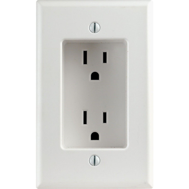 R52-00689-00W Leviton 15A White Recessed 5-15R Duplex Outlet
